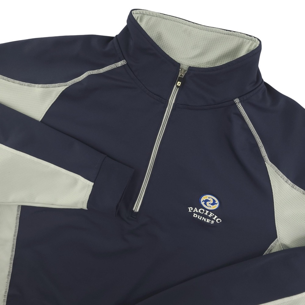 FootJoy Pullover Mens Medium Blue Gray 1/4 Zip Long Sleeve Golf Pacific Dunes